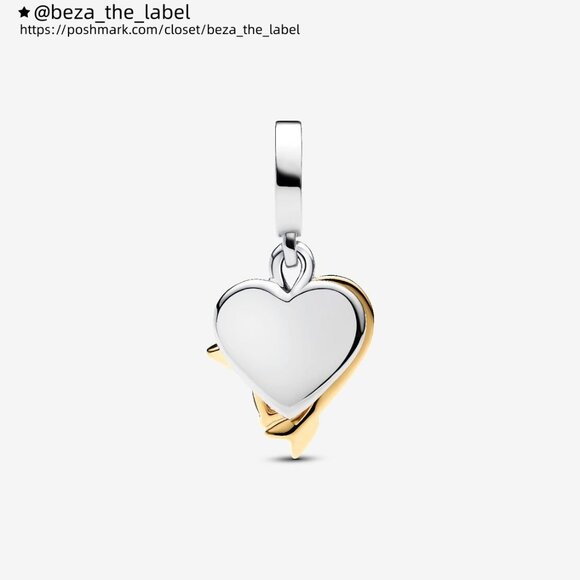 Pandora Engravable Heart & Arrow Double Dangle Charm - Picture 3 of 6